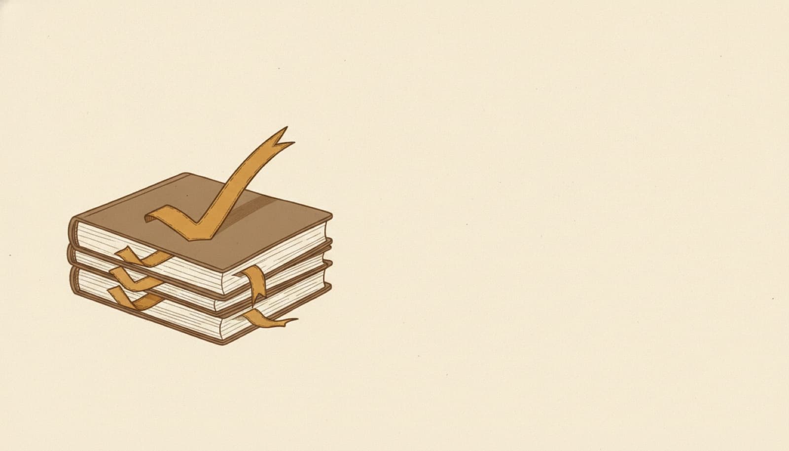 Tumpukan jurnal pembukuan dengan tanda centang di setiap halaman, menandakan proses tutup buku selesai